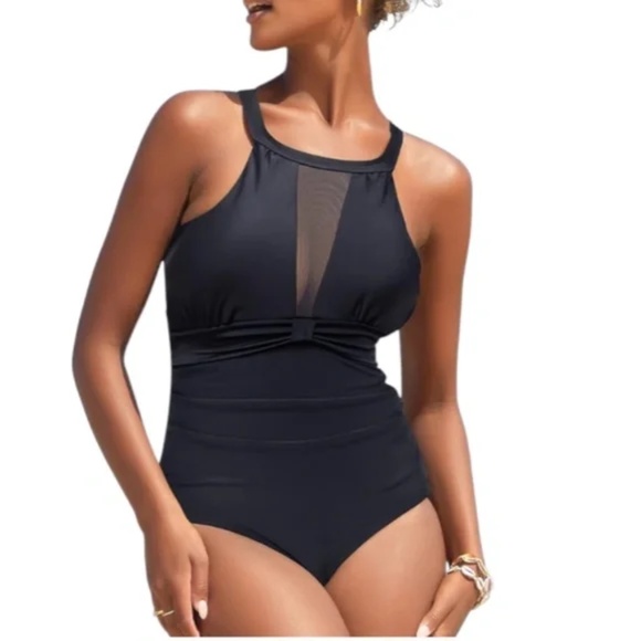 NWT I2CRAZY Womens One Piece Swimsuits Mesh V Neck Monokini Bathing Suit 2X - Picture 1 of 5